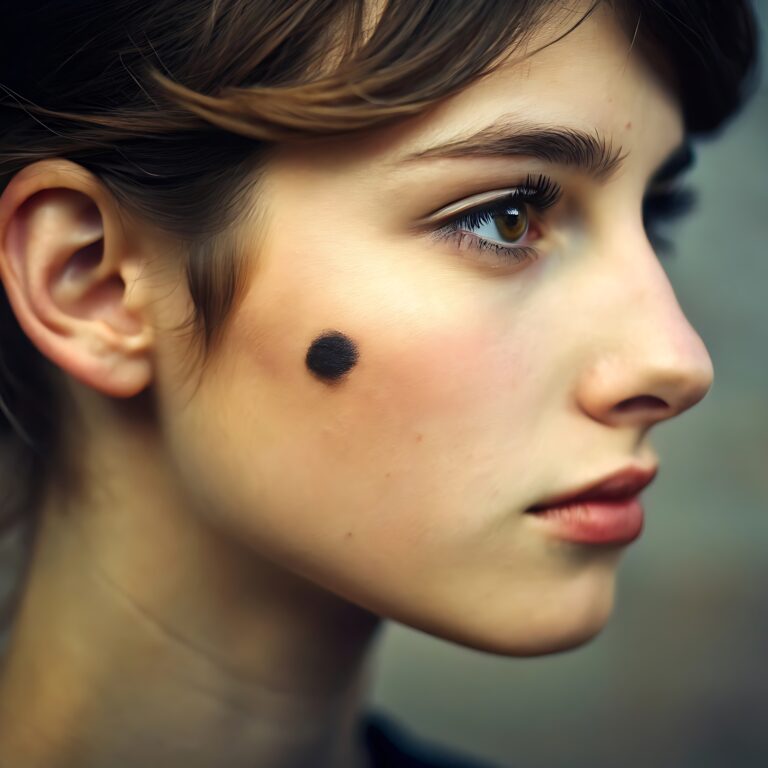 Woman with a birthmark on her cheekbone highlighting natural skin differences