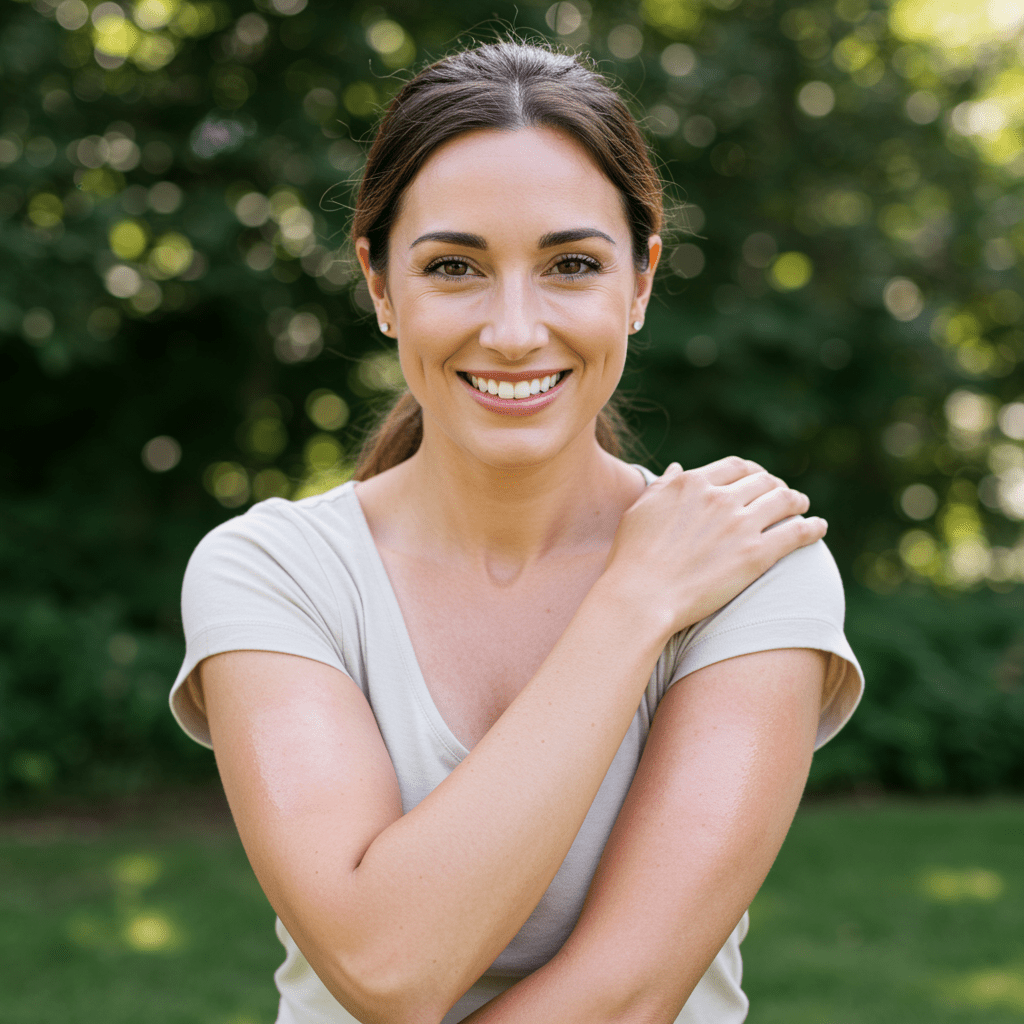 Confident patient after laser scar revision showing improved skin tone