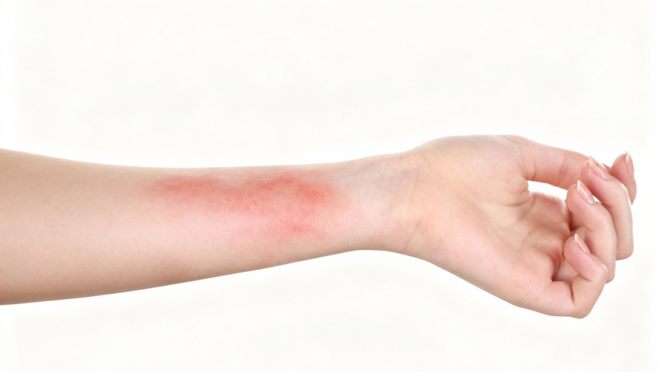 Skin reaction after laser tattoo removal with mild redness