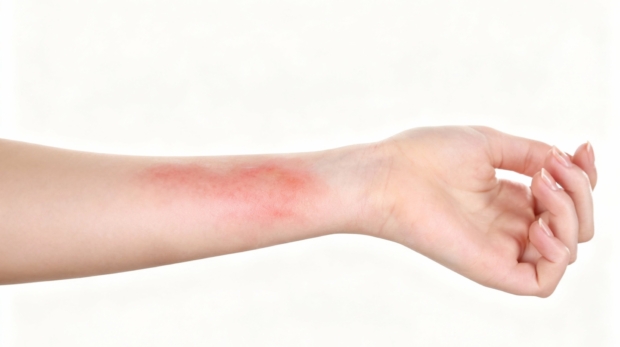 Skin reaction after laser tattoo removal with mild redness