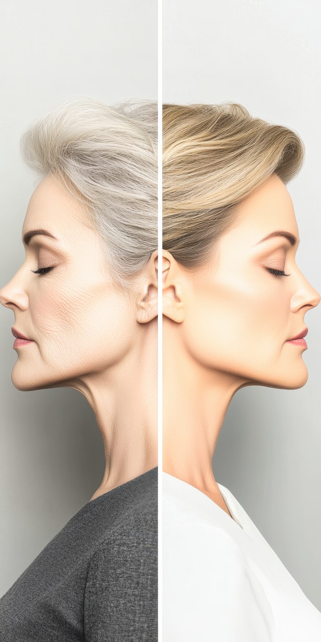 Before and after non-surgical facelift treatment results