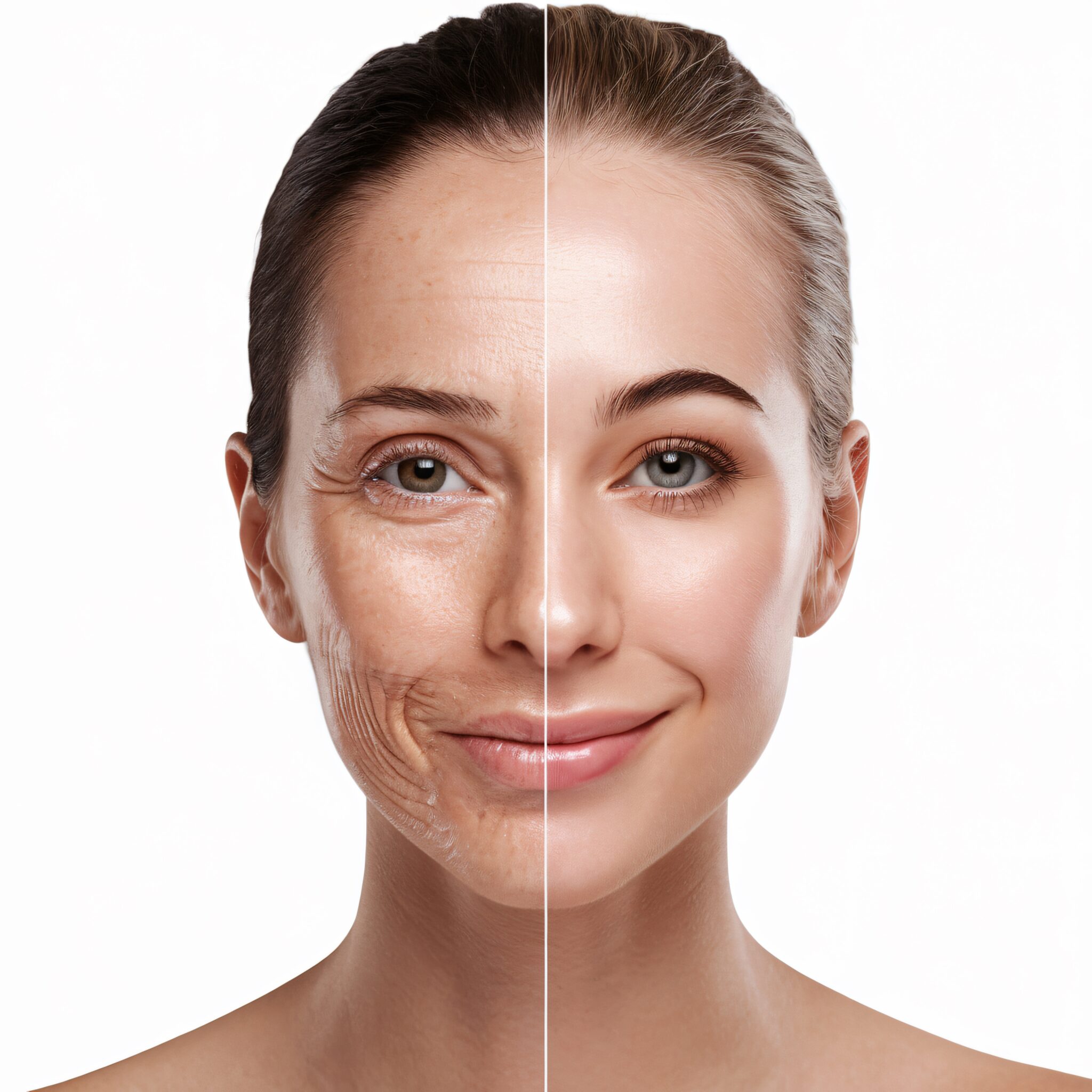 Before and after fractional CO₂ laser treatment for deep wrinkles