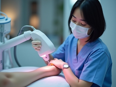 Laser birthmark removal treatment on facial skin